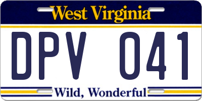 WV license plate DPV041