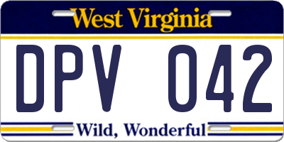 WV license plate DPV042