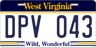 WV license plate DPV043