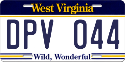 WV license plate DPV044