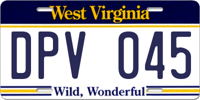 WV license plate DPV045