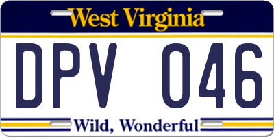 WV license plate DPV046