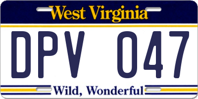WV license plate DPV047