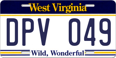 WV license plate DPV049