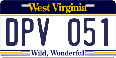 WV license plate DPV051