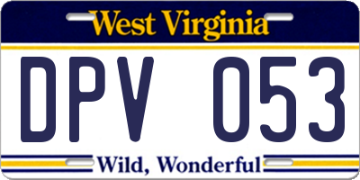 WV license plate DPV053
