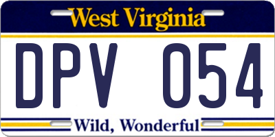 WV license plate DPV054