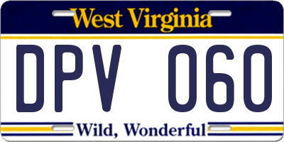 WV license plate DPV060