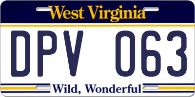 WV license plate DPV063
