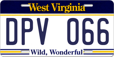 WV license plate DPV066