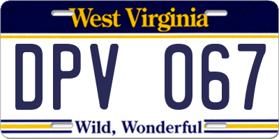 WV license plate DPV067
