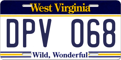 WV license plate DPV068