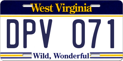 WV license plate DPV071