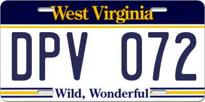 WV license plate DPV072