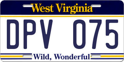 WV license plate DPV075