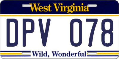 WV license plate DPV078