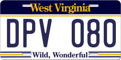 WV license plate DPV080