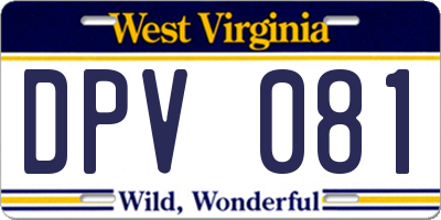 WV license plate DPV081