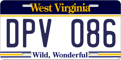 WV license plate DPV086