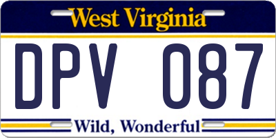 WV license plate DPV087