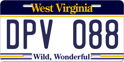WV license plate DPV088