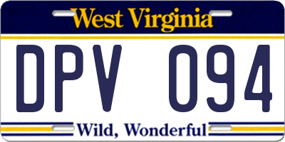 WV license plate DPV094