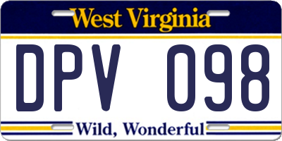 WV license plate DPV098