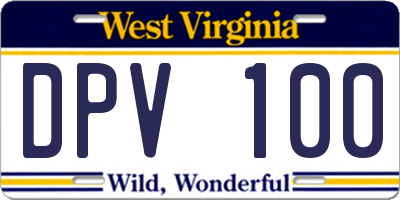WV license plate DPV100