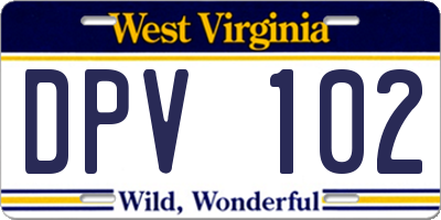 WV license plate DPV102