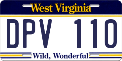 WV license plate DPV110