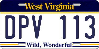 WV license plate DPV113