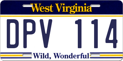 WV license plate DPV114