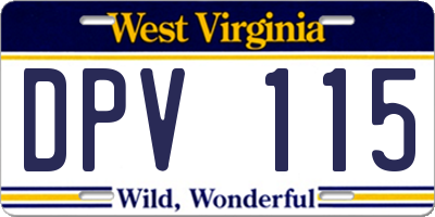 WV license plate DPV115