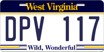WV license plate DPV117