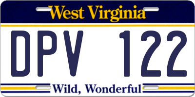 WV license plate DPV122