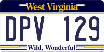 WV license plate DPV129