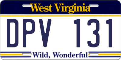WV license plate DPV131