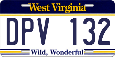 WV license plate DPV132