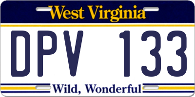 WV license plate DPV133