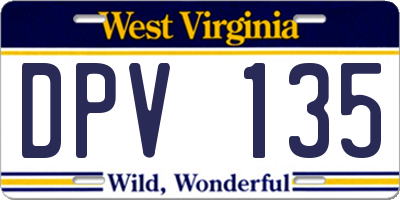 WV license plate DPV135