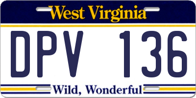 WV license plate DPV136