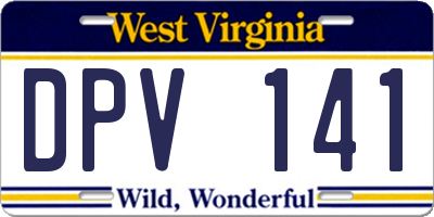 WV license plate DPV141