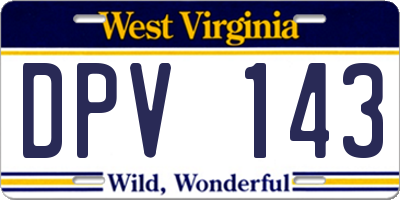 WV license plate DPV143