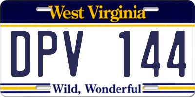 WV license plate DPV144
