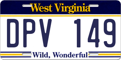 WV license plate DPV149