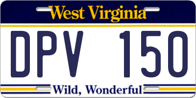 WV license plate DPV150