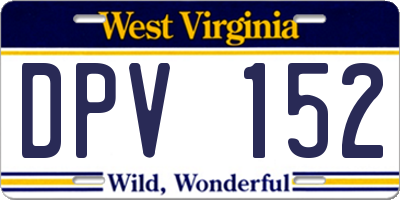 WV license plate DPV152