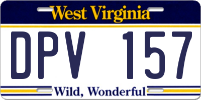 WV license plate DPV157