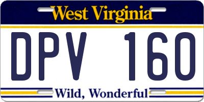WV license plate DPV160