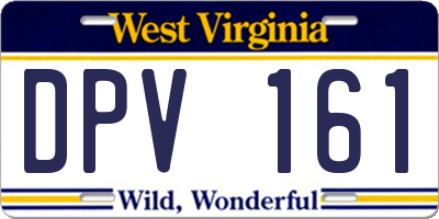 WV license plate DPV161